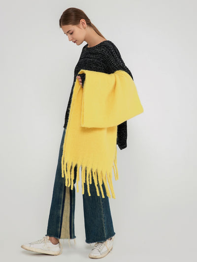 Catalog Tassel Blanket Scarf - Yellow