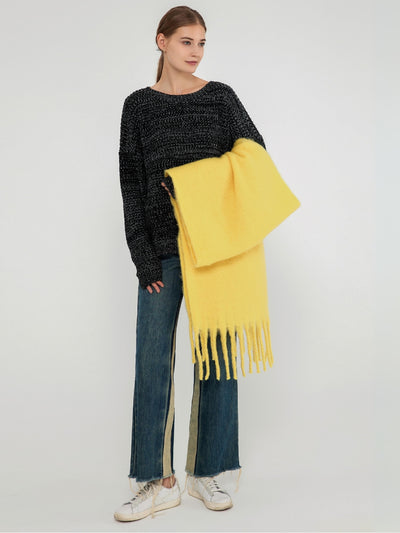 Catalog Tassel Blanket Scarf - Yellow