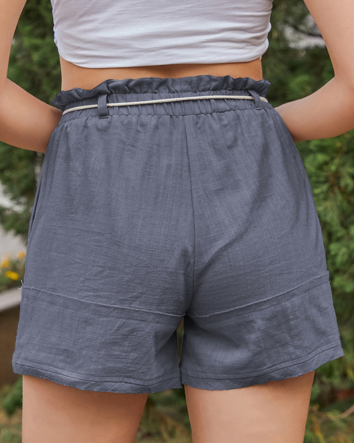 Cinder Christine Pocket Linen Shorts - Charcoal