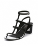 JADY ROSE | CUT-OUT LEATHER ANKLE STRAP SANDAL - BLACK