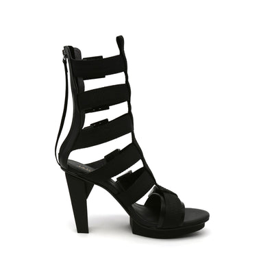 Strappy Gladiator Heels  Black Gladiator Open Toe Zip High Heel Stiletto  Sandals - Karelma