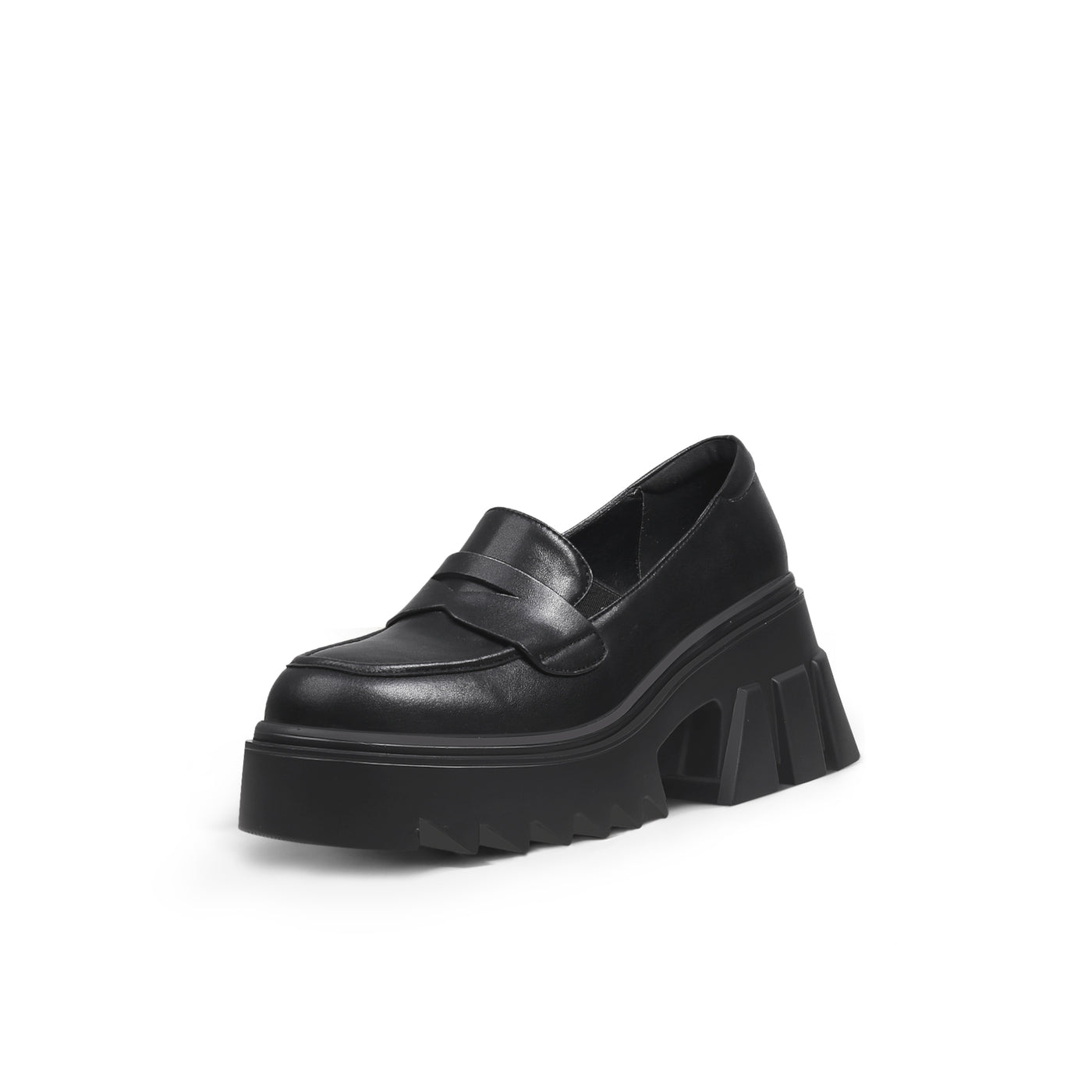 Genuine Leather Classic Block-Heel Loafers Flatform Shoes - JadyRose