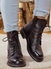Rumour Has It | Lace-Up Ruched Leather Ankle Boots