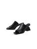 JadyRose | Black Triangular-Crystal Mid Heel Leather Open Toe Mules Sandals