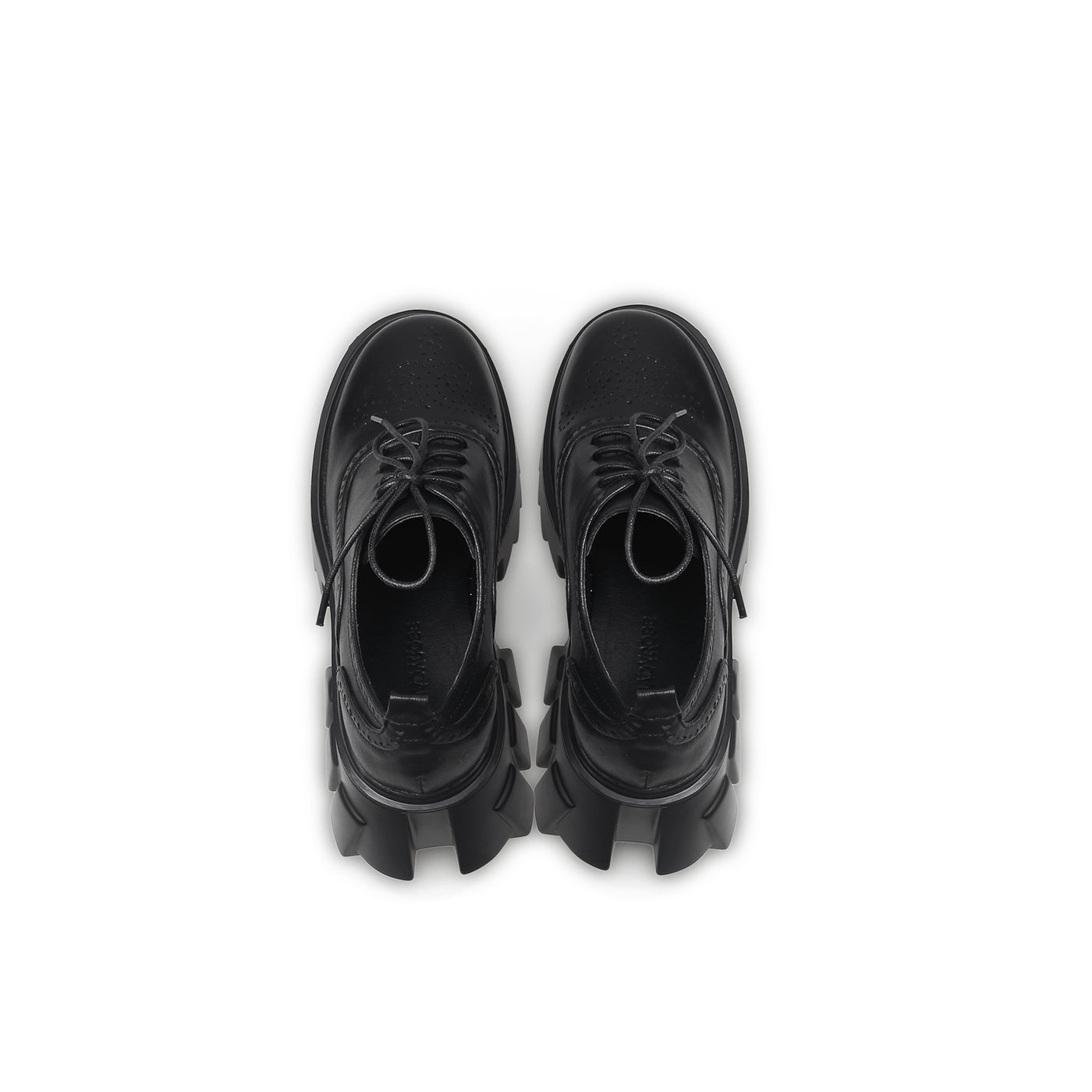 Genuine Leather Freesia Lace-Up Chunky Heel Platform Oxford Shoes- JadyRose