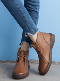 Rumour Has It | Modern Lace-Up Leather Ankle Boots - Brown