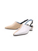 JadyRose | Strap-Detail Crystal Heel Leather D'Orsay Point Toe Sandals Pumps Loafers- Cream Beige