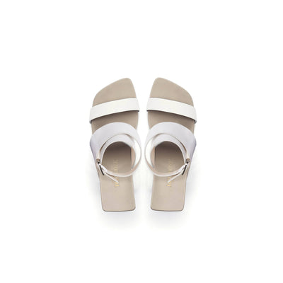 JadyRose | Twist Strap Open-Heel Leather Slide Sandal - Cream