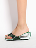 JadyRose | Twisted Upper Heel Genuine Leather Green Slide