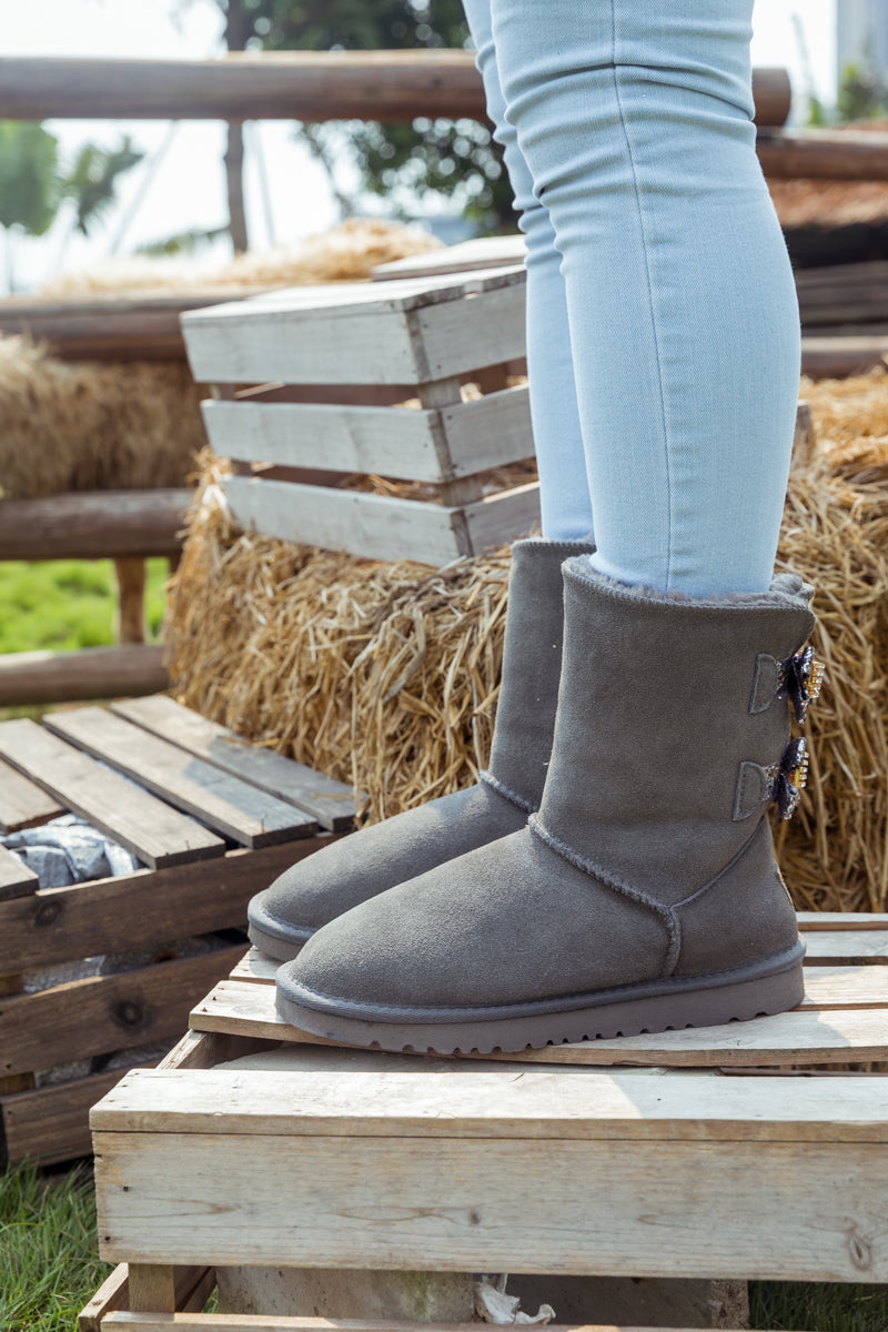 Gray ugg booties shops