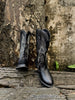 En Bloom | Angel Wing Embroidered Cowboy Heel Knee Boots - Black