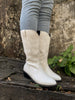 En Bloom | Angel Wing Embroidered Cowboy Comfy Heel Knee Boots - White