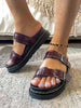 Purple Double-Strap Buckled Platform Sandals | En Bloom