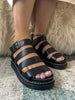En Bloom | Black Trip-Strap Buckled Strap Flat Sandals - Women