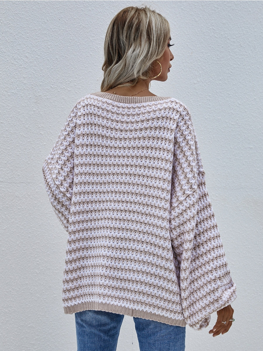 Smaibulun | Puff sleeve V-Neck Sweater - Beige