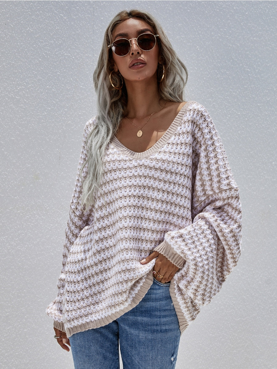 Smaibulun | Puff sleeve V-Neck Sweater - Beige