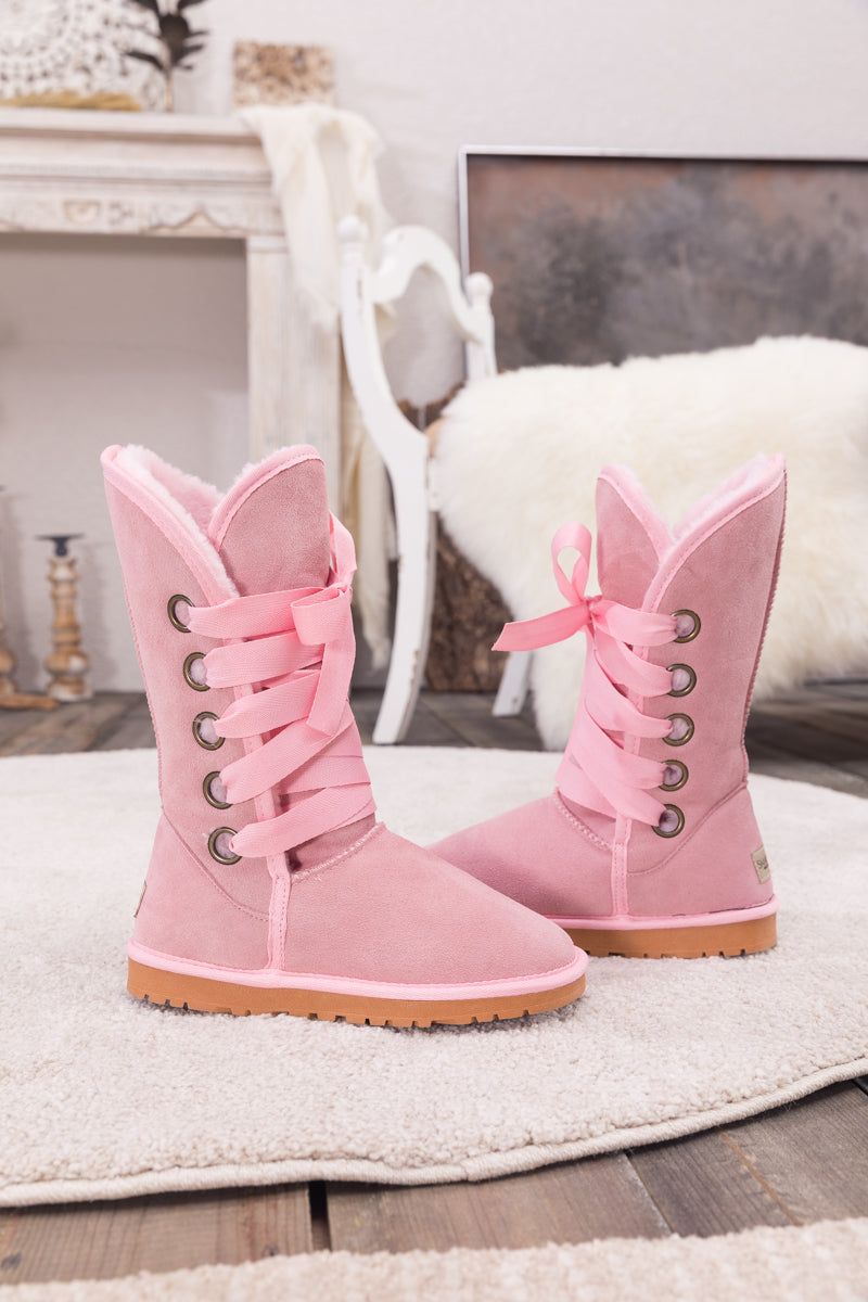 UGG Girl's Pink Classic Short Suede Faux Fur Lined selling Snow Winter Boots Size US 3