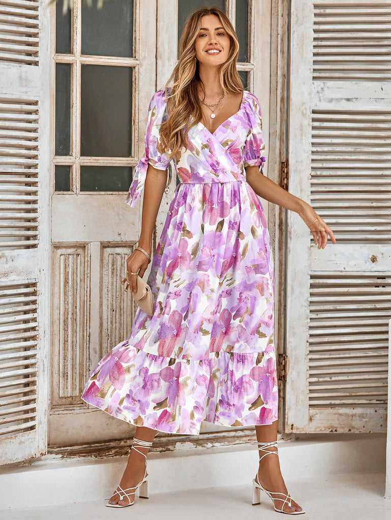 TANYA PAINTING FLORAL SHORT SLEEVE MAXI DRESS