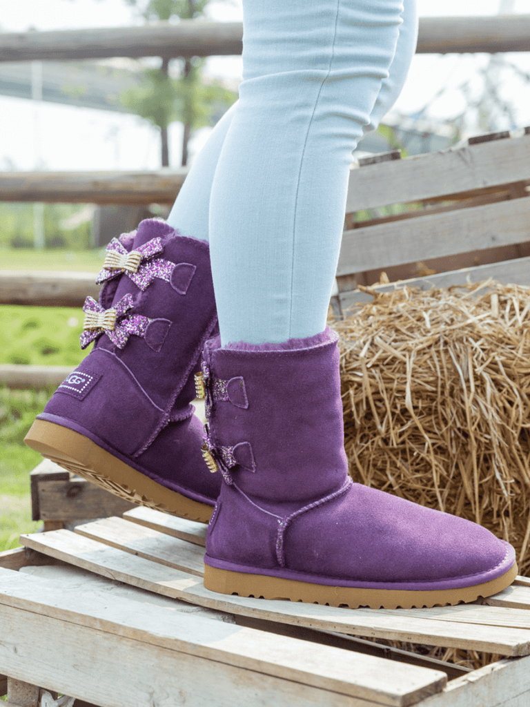 Purple uggs with bows sales