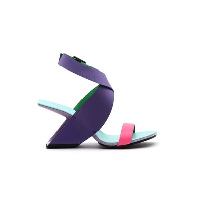 JadyRose | Twist Strap Open-Heel Leather Slide Sandal - Purple