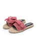 Maibulun | Red Gingham Bow Straw Mat Slippers