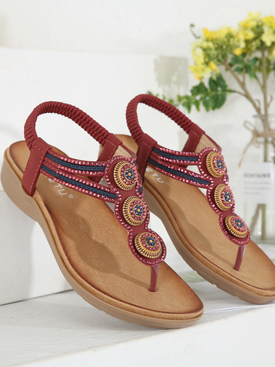 Rhinestone Embellished Sandals - SIKETU