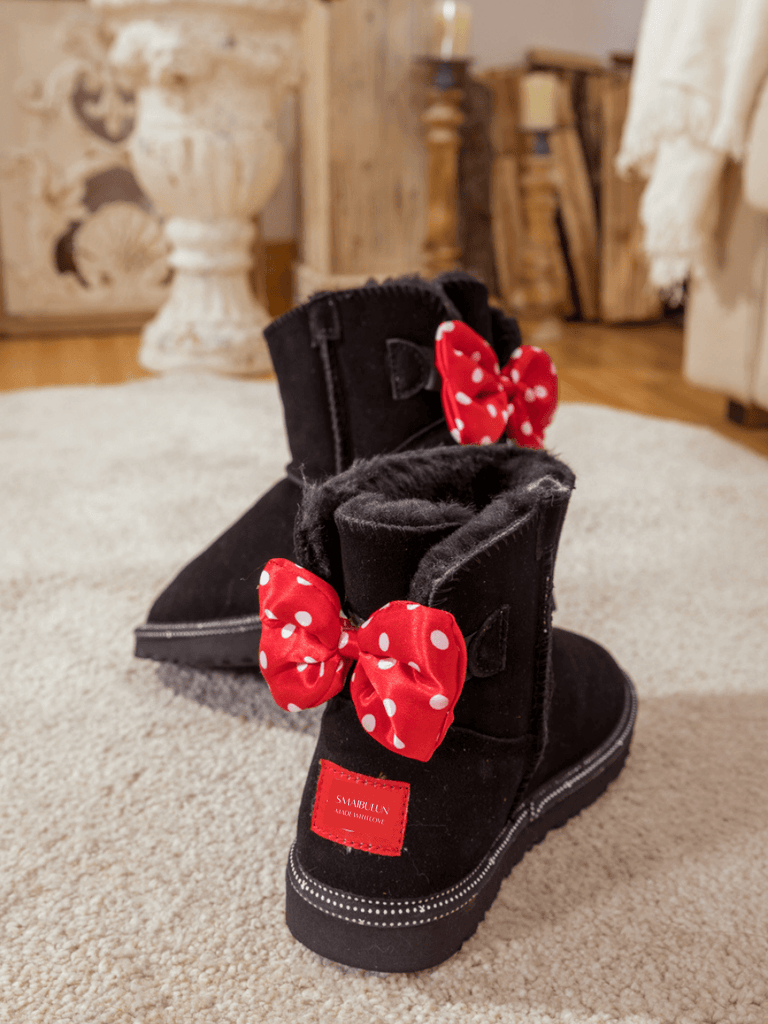 SMAIBULUN Ugg  Back Ribbon Double-Bow Suede Boots