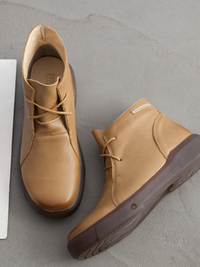 Rumour Has It | Modern Lace-Up Leather Ankle Boots - Tan