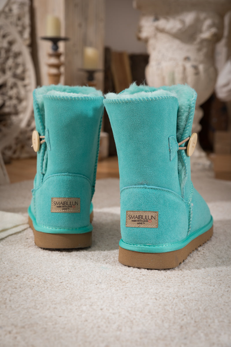 SMAIBULUN Ugg | Faux Fur-Lined Classic Side Button Ugg Boot - Turquois