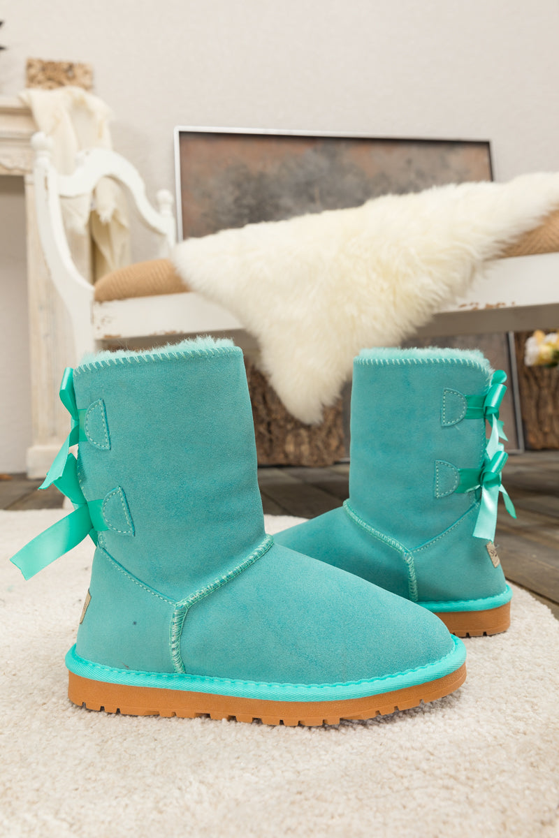 SMAIBULUN Ugg | Back Ribbon Double-Bow Suede Boots