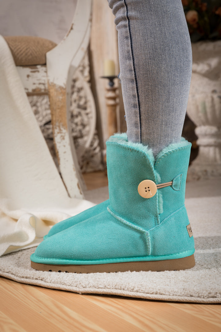 SMAIBULUN Ugg | Faux Fur-Lined Classic Side Button Ugg Boot - Turquois
