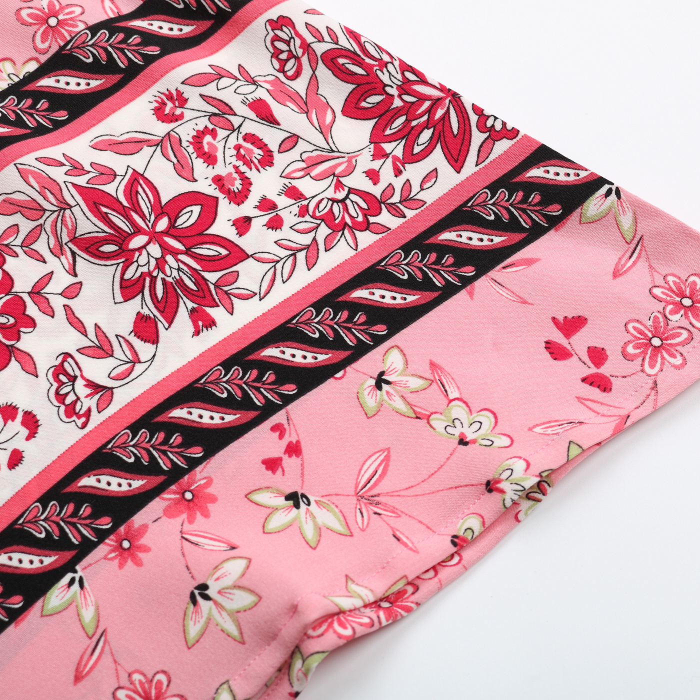Smaibulun | Pink Floral Print V-Neck Midi Dress
