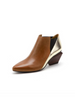JadyRose | Structural-Heel Brown Contrast Color Leather Boot